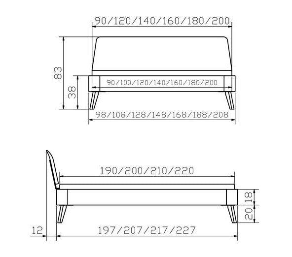 Eiken Bianco Geolied Bed Frame Inclusief Lattenbodem