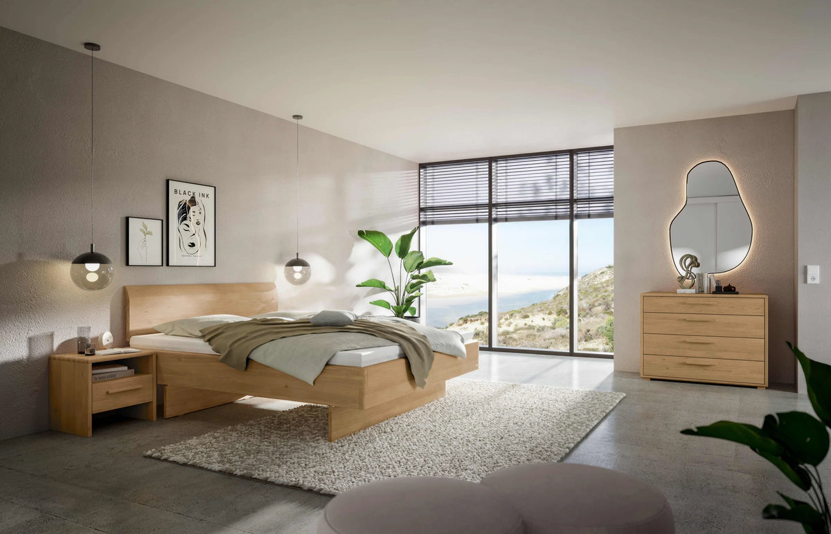 Livorno massief houten bed Oak Bianco Eiken Bianco sfeer
