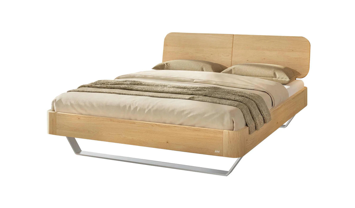 Monza massief houten bed Oak Bianco Eiken Bianco vrijstaand