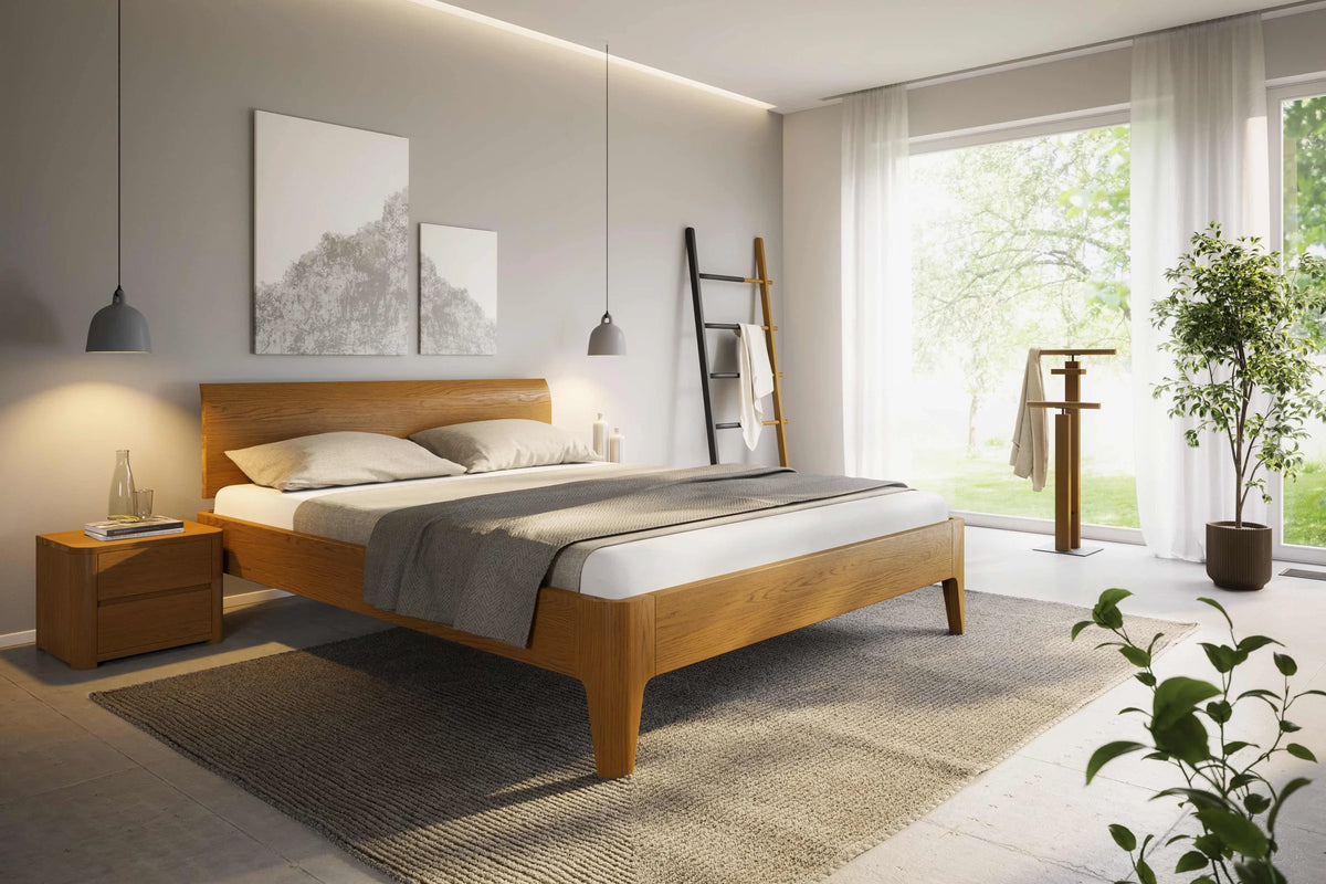 Lisiano massief houten bed Oak-Line Eiken Naturel sfeer