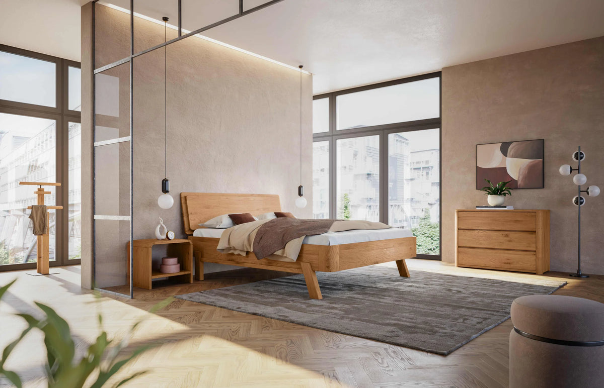 Matera massief houten bed Oak Puro Wild Eiken Naturel sfeer