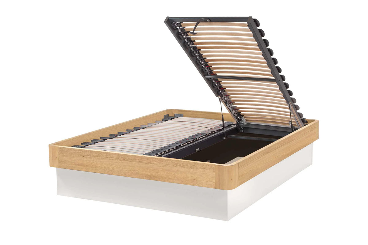 Rimini massief houten bed Oak Bianco Eiken Bianco opbergbox