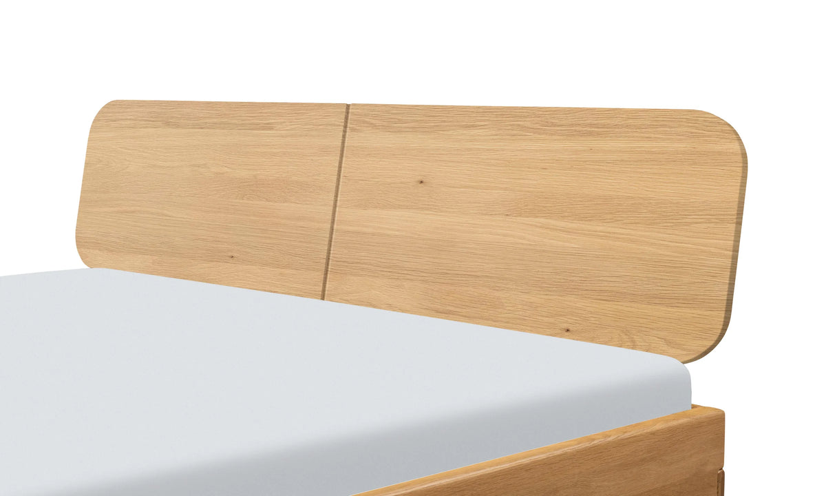 Monza massief houten bed Oak Bianco Eiken Bianco detail hoofdbord