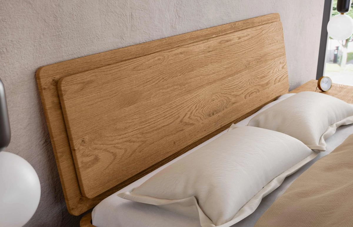 Matera massief houten bed Oak Puro Wild Eiken Naturel detail hoofdbord