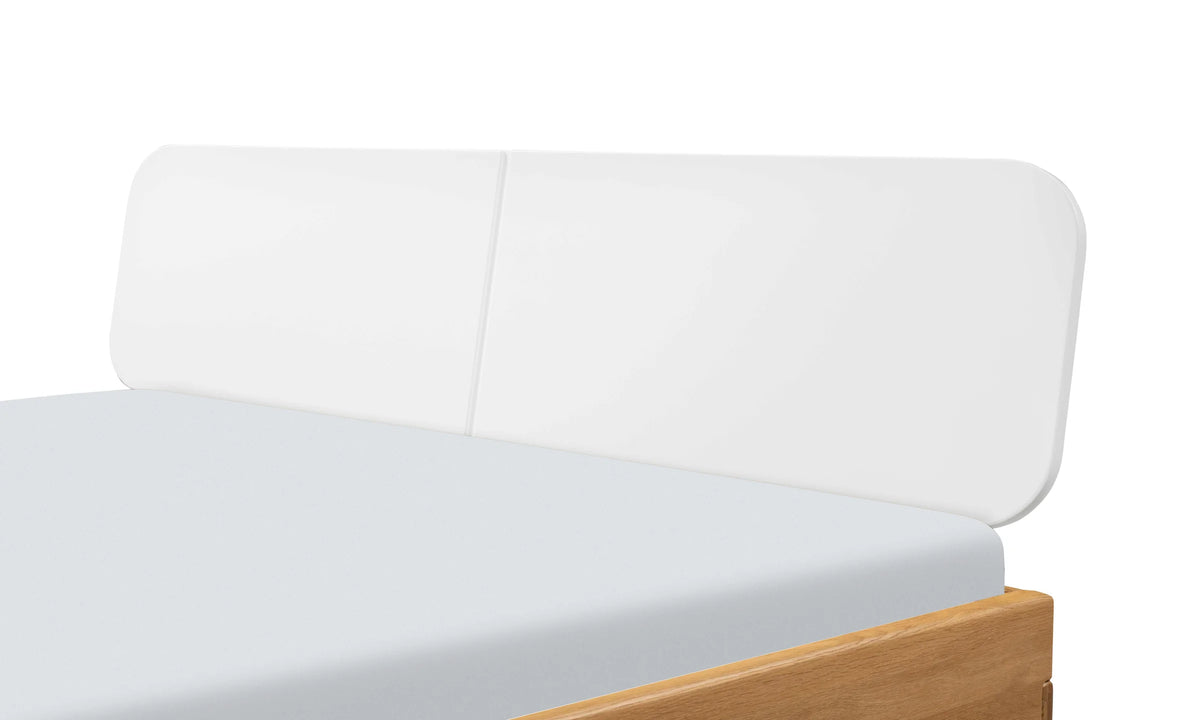 Monza massief houten bed Oak Bianco Wit Gelakt detail hoofdbord