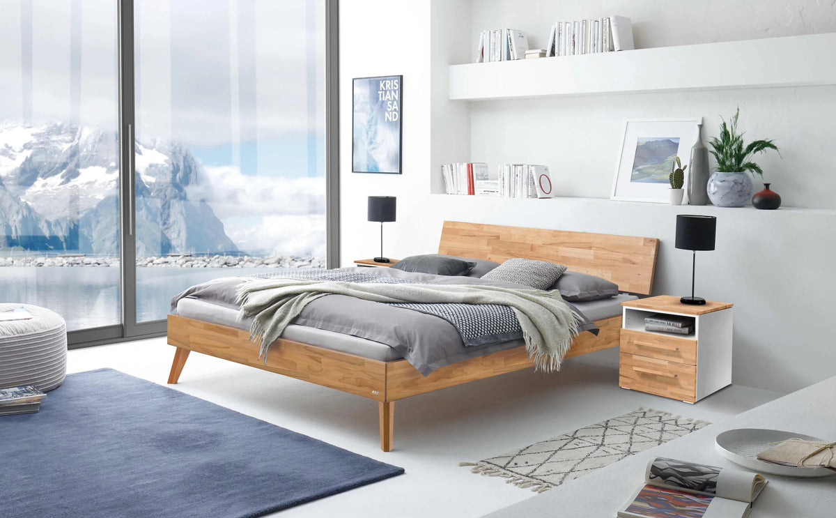 Ancona massief houten bed Beuken Naturel sfeer dowe wit