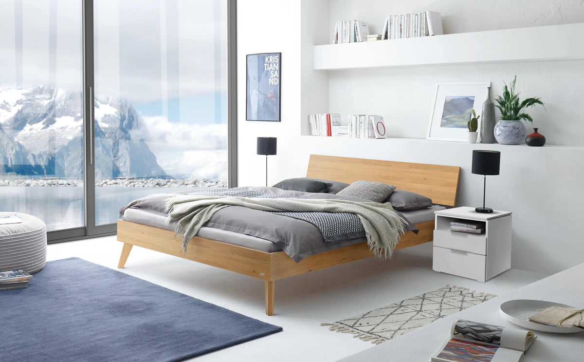 Ancona massief houten bed Eiken Bianco sfeer dowe wit