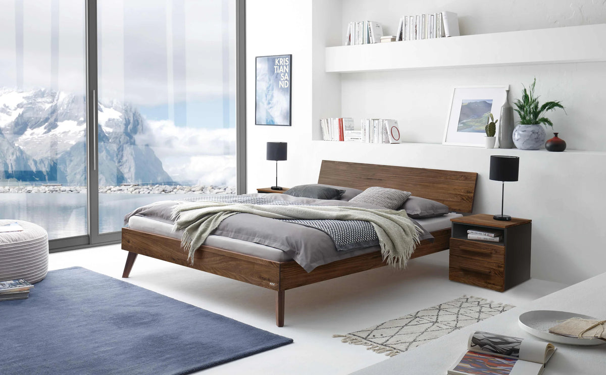 Ancona massief houten bed Walnoot sfeer dowe antraciet