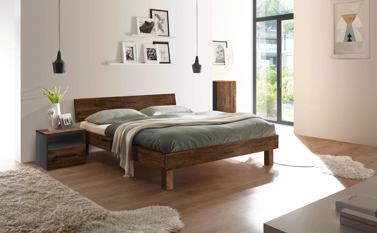 Forti massief houten bed Walnoot sfeer onia unito antraciet