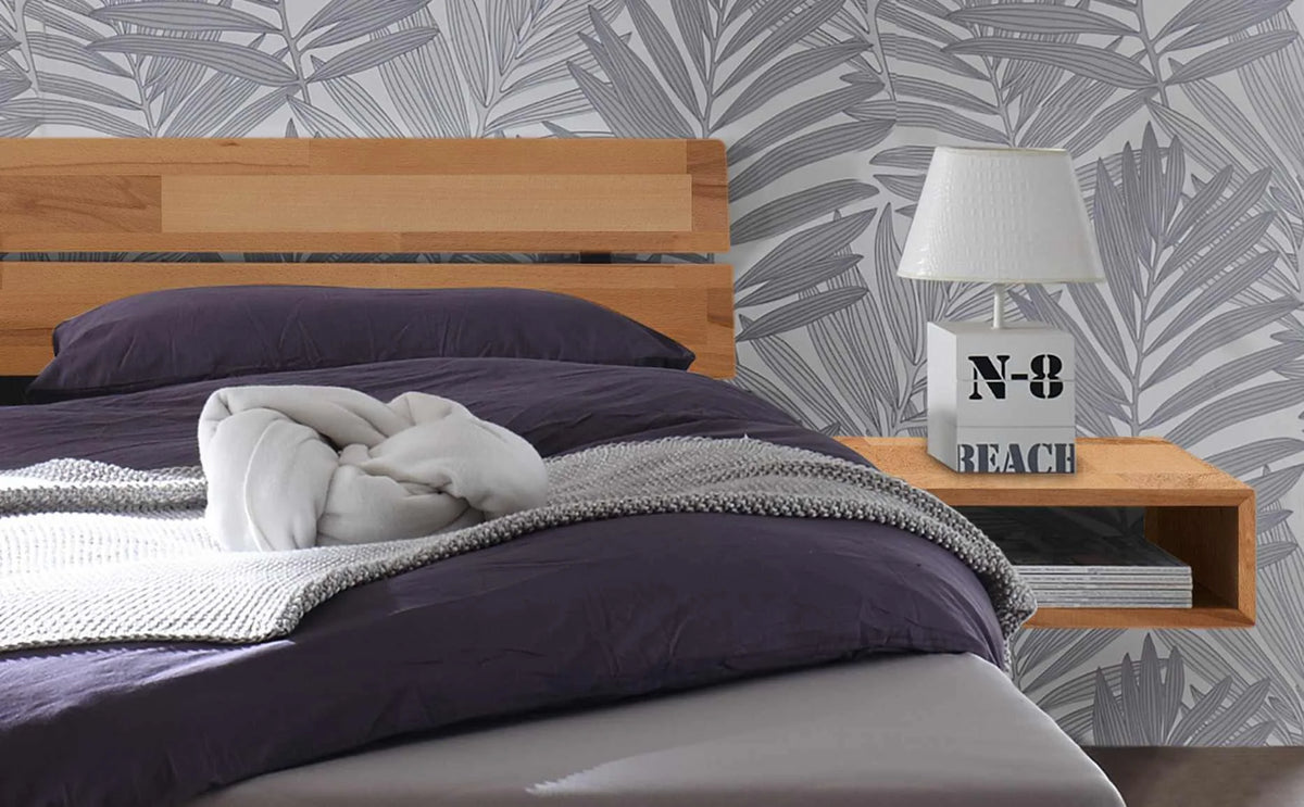 Prato massief houten bed Beuken Naturel detail hoofdbord met akai nachtkastje