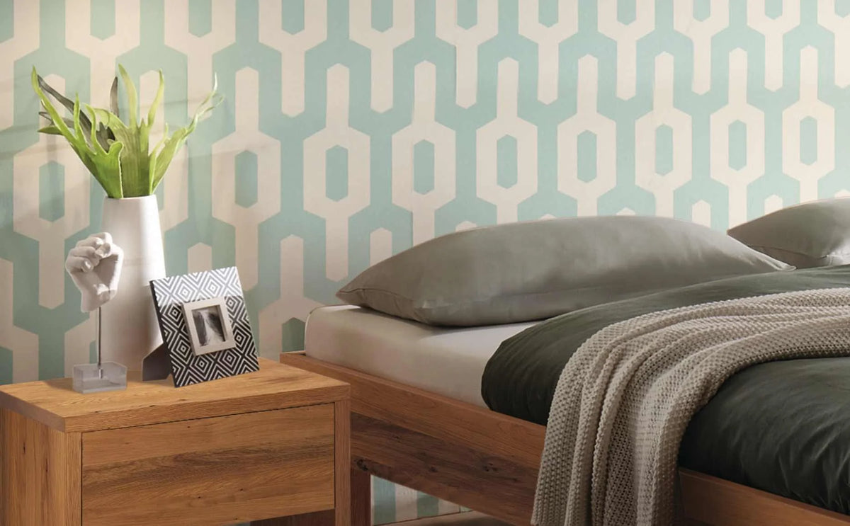 Rapallo massief houten bed Eiken Naturel detail met salva nachtkastje