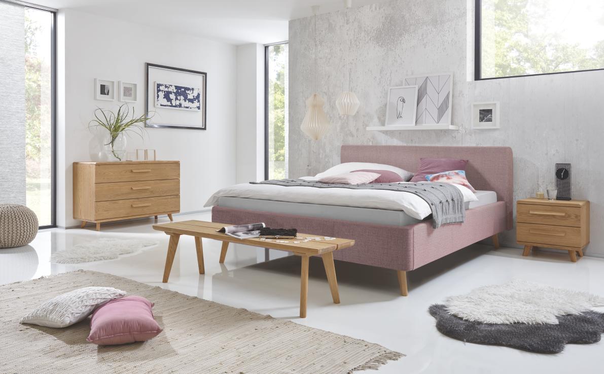 Masi Upholstered Bed Frame Kitana Grey/Belle Rose Including Slatted Base
