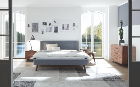 Sole Upholstered Bed Frame Stone Gray Including Slatted Base